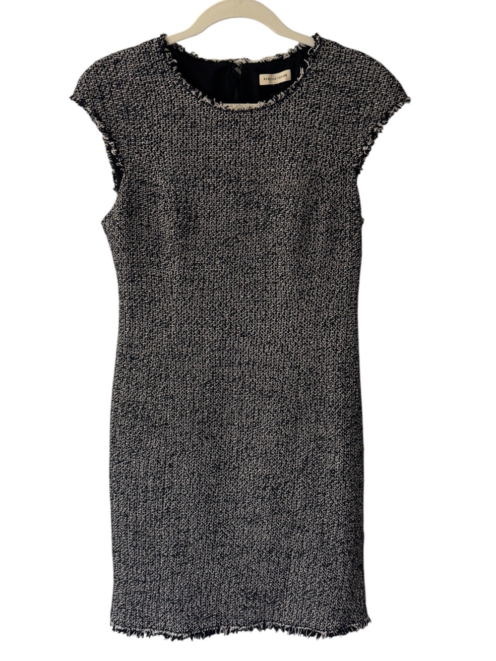 Rebecca Taylor Navy White Pink Tweed Sleeveless Mini Dress Women's Size 10